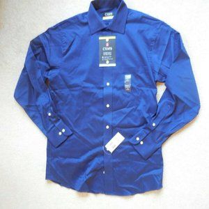 Men's Chaps Comfort Stretch Regular Fit Wrinkle Free Dress Shirt 15 32/33 Navy